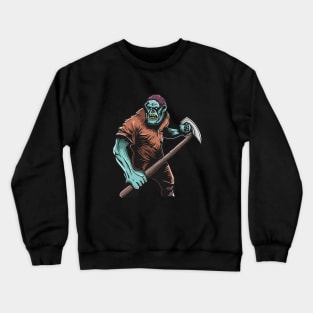 Zombie With Big Axe Terror in City Crewneck Sweatshirt